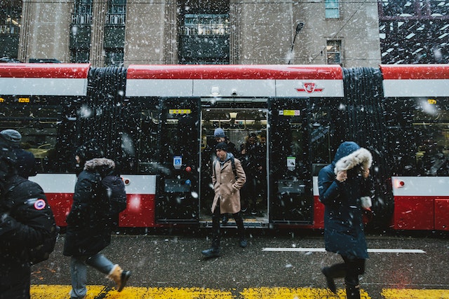 TTC streetcar in light snow